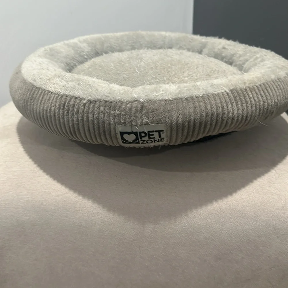 Pet Zone Grey Plush Donut Pet Bed